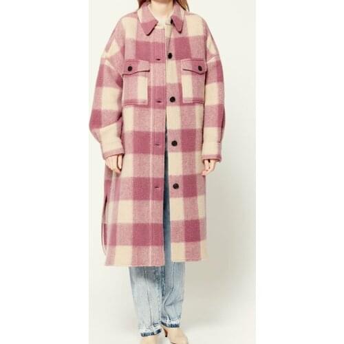 2021 French Autumn and Winter Three Colors Warm Jacket Thick Embroidery Logo Plaid Wool Women Coats