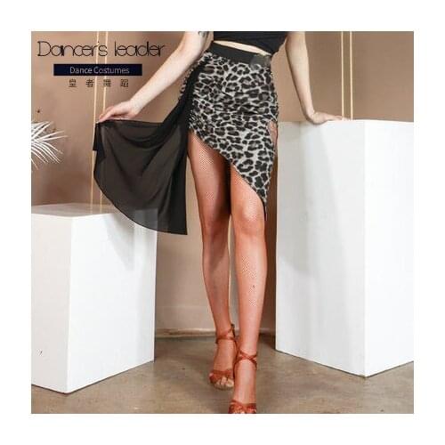 Leopard Design Latin Dance Dress Women Latin Dance Skirt for Ballroom Samba Tango Chacha Belly Dancing Performamnce