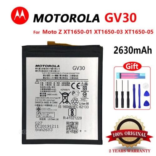 100% Original 2630mAh GV30 Battery For Motorola Moto Z XT1650-05 XT1650-01 XT1650-03 High quality Battery With Tools