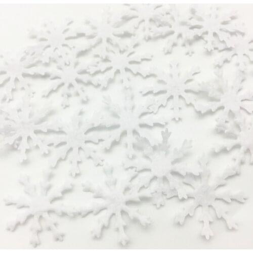 100pcs 27mm Felt Fabric White Winter Christmas Snowflake Appliques Embellishments Crafts Home Xmas Tree Patch For Cardmaking
