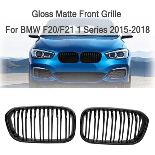2Pcs Car Styling Replacement Racing Grilles For BMW F20 F21 1 Series 2015-2018 Double Slat Car Front Racing Grill Kidney Grille