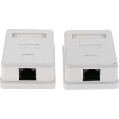 2x Cat5e Single-ended, Surface Mount Output Box, RJ45 Front, Bottom Box, Combo