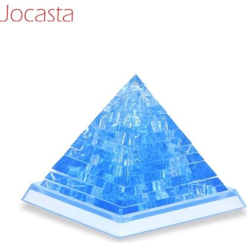 3D Pyramid Model Crystal Puzzles Toys DIY Building Block Toy Gift Gadget Puzzle Jigsaw Assembly Model Educational Toy for Kids