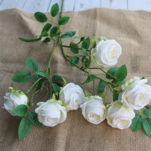 7heads/branch closed roses white silk Artificial flowers for christmas living room decoration decoration Party home decor