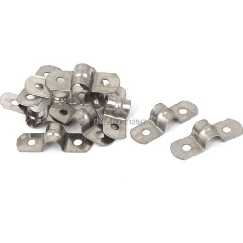 8mm Dia 304 Stainless Steel U Shaped Saddle Clamp Clip Tube Pipe Strap 10pcs