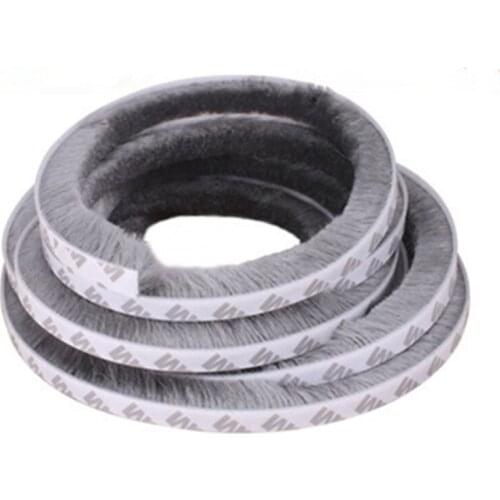 9x5mm 10meters/lot White/Gray/Brown Door Window Draught Excluder Brush Weather Strip Seal Tape 3M Gum Burlete Foam Seal Strip