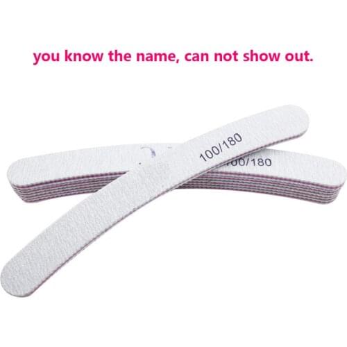 Free Shipping (have tracking news) 10pcs 100pcs Sanding Nail File Curve 100/180 Grit Professional Salon Nail Art Tools Supplier