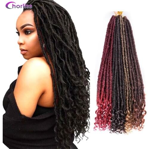 Chorliss 18inch Ombre Faux Locs Crochet Hair Braids Soft Natural Braid Synthetic Braiding Hair Extension For Black Women