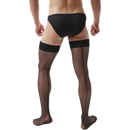 Funny Sissy Nylon Stockings Men Sexy Thin Stockings Mens Back Line Stocking Male Underwear Transparent Stockings Dropshipping