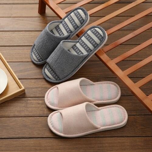 Unisex Indoor Slippers Spring Summer Flat Shoes Woman Striped Design Home Slipper Non-slip Women Fashion Floor Slides