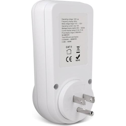 Electricity Usage Monitor Power Meter Plug Digital LCD Display Energy Meter Plug Volt Amps Watt kWh Consumption Analyzer