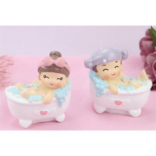 Bathing Figurines Ornaments Creative Cartoon Wedding Birthday Cake Decoration Gifts Car Accessories Interior Dashboard Kids Toys