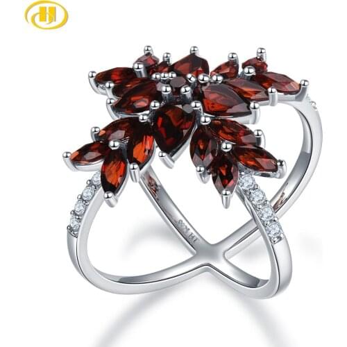 Natural Garnet 925 Sterling Silver Rings Unique Special Design 5.05 Carats Natural Garnet Gemstone Rings Unisex Anniversary Gift