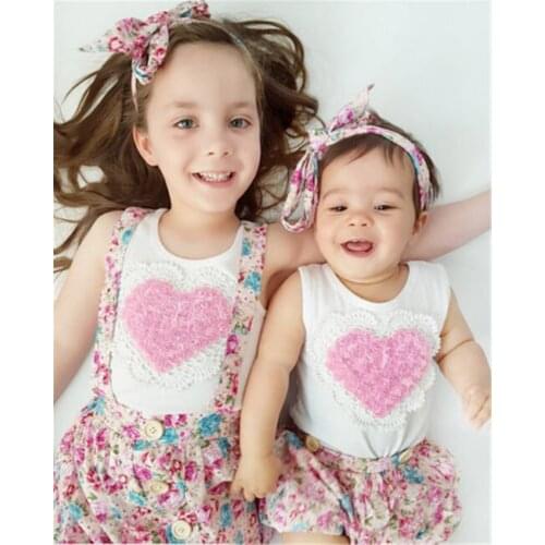 Newborn Baby Girl Sister Matching Outfit Clothes Kids Tops Newborn T-shirt Pants Girls Skirts Set