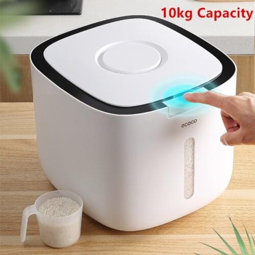 10kg Food Storage Container Rice Box Kitchen Organizer Flour Cereal Cylinder Storage Sealed Grain Box Bucket Moisture Proof