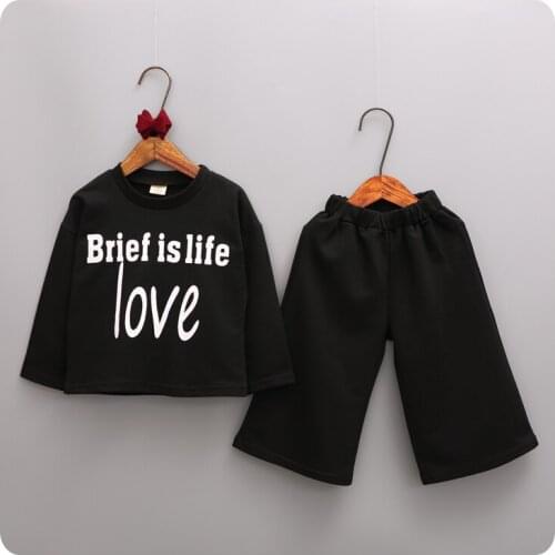 Korean Garment 2016 Autumn New Pattern 2 Set Girl Baby Letter Pity Base Bottoming Unlined Upper Garment Jacket Wide Leg Suit