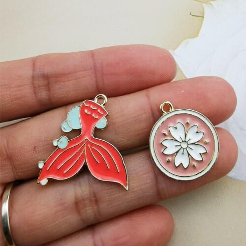 Korean Jewelry Accessories Fishtail Bear Paw Round Cherry Earrings Earrings Necklace Pendant Handmade Diy Materials