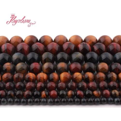 4,6,8,10,12mm Round Faceted Smooth Yellow Red Blue Multi-Color Tiger Eye Natural Stone Bead For Jewelry Making 15"Free Shingping