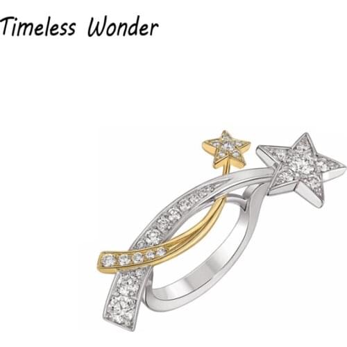 Timeless Wonder Crystal Zirconia Star Stackable Rings Women Jewelry Statement Punk Hiphop Gothic Designer Runway Ins Fine 1537