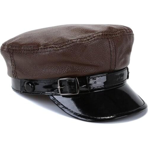 UNISEX Solid Genuine Cowhide Leather Cap,Fashion Newsboy Hats,Flat Gatsby Visor Beret