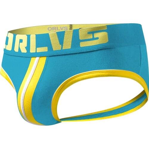 ORLVS Brand Men Underwear open back Sexy DOUBLE PIPING BOTTOMLESS BRIEF Cotton Men Brief Backless Buttocks cuecas Gay Jocks