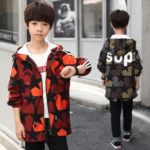 2018 Autumn New Suit Boys Big Children Camouflage Hooded Long-sleeved Windbreaker Jacket