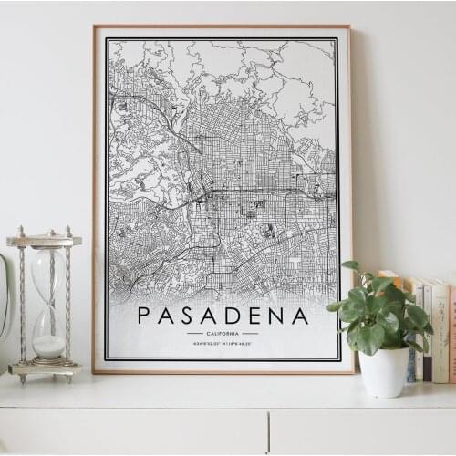 PASADENA California CA USA city map Nordic Living Room Decoration Canvas Poster Modern Home Decor Art Print Painting