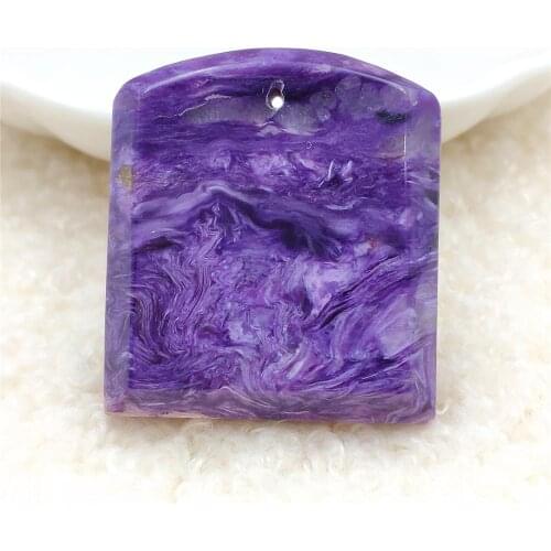 Genuine Natural Charoite Purple Women Pendant 36x32x10mm From Russia Necklace Jewelry Fashion Rectangle Bead AAAAA