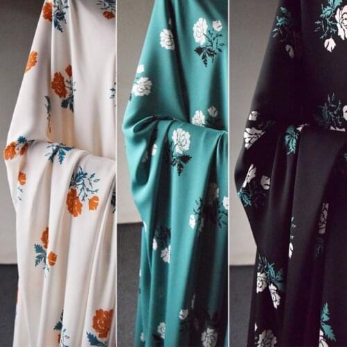 Half Meter Elegant China Wind Big Flower Print Chiffon Fabric For Han Cloth Cheongsam Dress Ladys Garment T1596