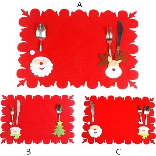 Christmas Pattern Placemat Non-woven Fabric Insulation Placemat Place Pad Dining Table Mats Home Kitchen Decoration Xmas Napkins