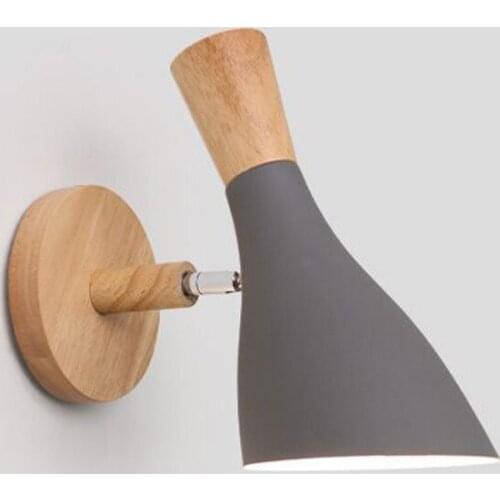 Ruiwen factory wholesale Nordic simple makaron solid wood wall lamp bedroom bedside lamp balcony aisle lamp