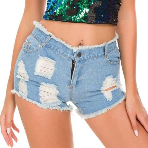 Sexy Women Shorts Jeans High Waist Cotton Bandage Denim Short Shorts Super Mini Hole Hollow Out Summer Bodycon Club Shorts mujer