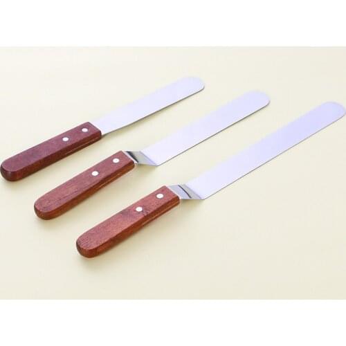 3Pcs/set 6/8/10 Inch Stainless Steel Spatula Cream Butter Scraper Batter Cake Spatula With Wood Handle Baking Tools For Pastry