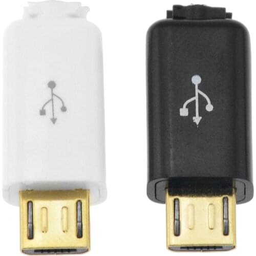 5PCS Gold head 4 in 1 Micro USB 5P Male connector plug Black White welding Data OTG line interface DIY data cable accessories