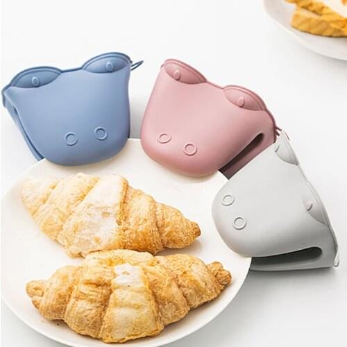 1Pc Silicone Kitchen Barbecue Gloves Anti-slip Heat Resistant Pliers Insulation Non Stick Support Cooking Baking Mittens