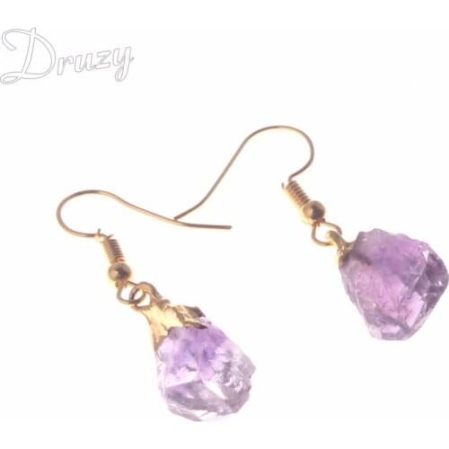 Druzy Natural Stone Drop Earrings Irregular Random Drop Earrings For Women Drusy Earring Female Natural Stone Europe Jewerly