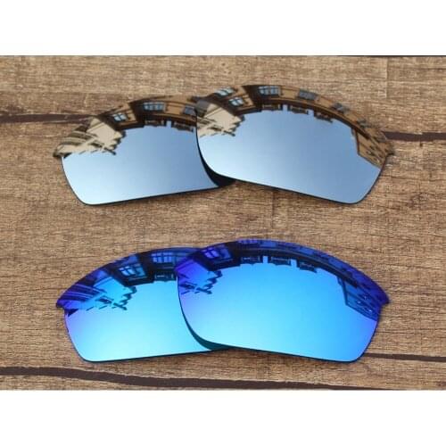 Vonxyz 2 Pairs Chrome Mirror & Ice Mirror Polarized Replacement Lenses for-Oakley Flak Jacket Frame