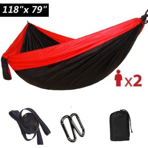 Top Quality Double Person Camping Hammock Parachute 300x200cm Outdoor Indoor Sleeping Bed Swing Chair with 2 Straps 2 Carabiner