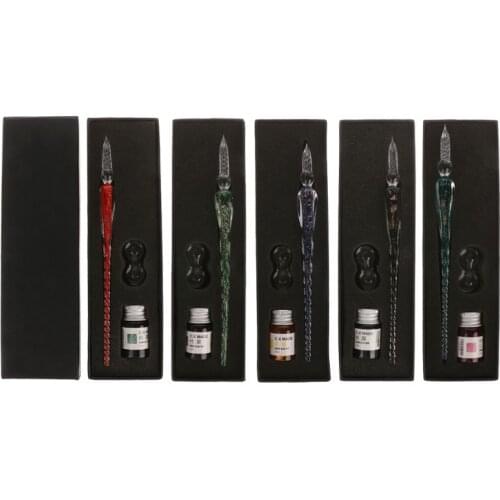 Wonderful Luminous Glass Dip Fountain Signature various ink color Pen for Business Gift Office Supplies Calligraphy