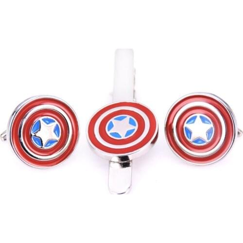 American captain cufflink tie clip high quality mens shirt cufflink tie clip French Wedding Shirt round cufflink, free air frei