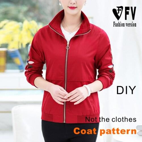 Ladies Jacket Pattern Ribbed Cuff Hem Sewing Drawing 1:1 Garment Design Pattern BWT-103