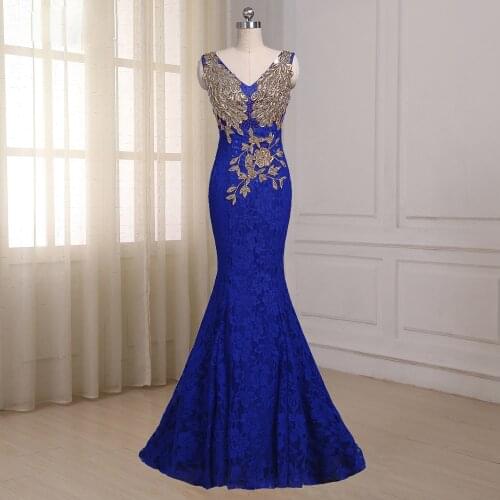 Jiayigong Royal Blue Mermaid Evening Dress Cap Sleeve Floor Length Custom Long Formal Party Prom Dresses Robe De Soiree