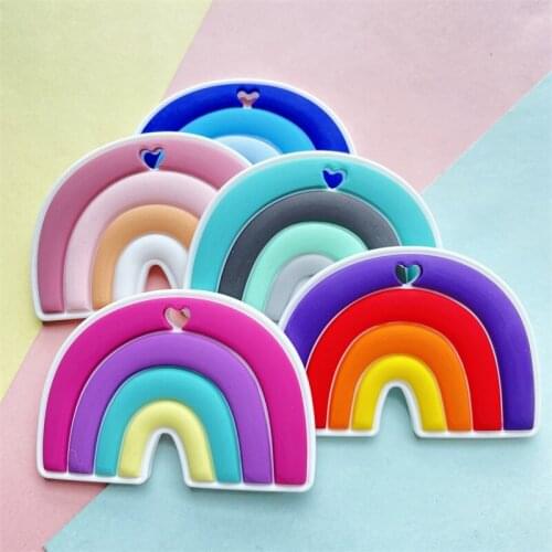 1PCS Silicone Rainbow Teether Bead BPA-Free Baby Accessories Beads Kids Teeth Nursing DIY Food Grade Infant Nursing Teether Toy