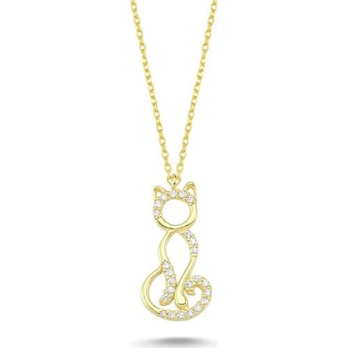 14k (585) Gold Cat Pendant, Necklace