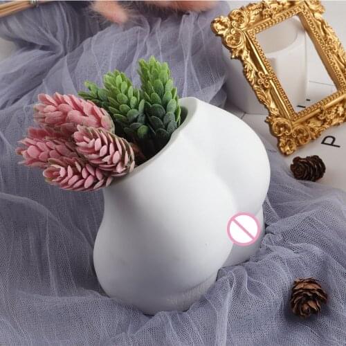 3D Art Design Buttocks Vase Concrete Silicone Mold DIY Handmade Candlestick Aroma Mold Body Cement Flower Pot Pen Holder Mould