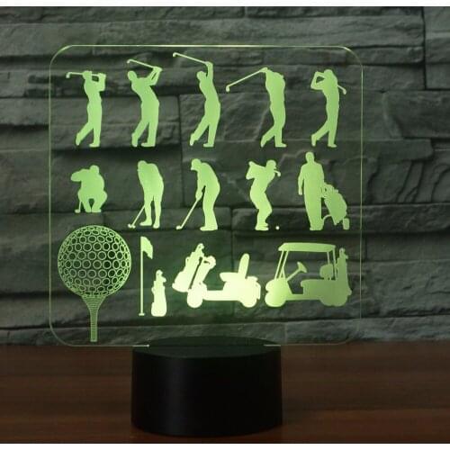 7 Color Change 3D Table Lamp Playing Golf Man Model Acrylic Led 3D Golfer Night Lights Usb Baby Sleep Lighting Bedroom Decor