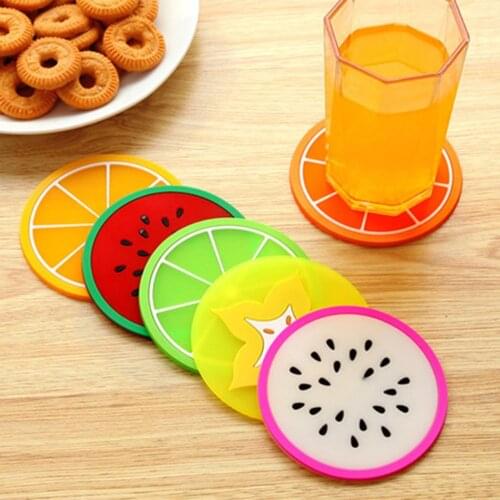 5 Type Fruit Shape Coaster Creative Cup Pads Silicone Insulation Mat Hot Drink Holder Kitchen Dining Bar Table Decorations 1 Pcs
