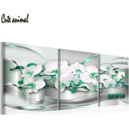 5D diy Diamond Painting Green Orchid Flower Cross Stitch Full Diamond Embroidery Diamond Mosaic Rhinestone diamond mazayka 3pcs