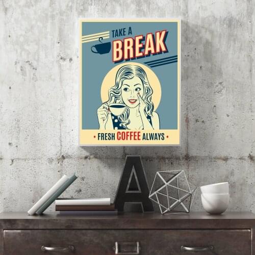 Abstract Woman Pop Vintage Coffee Art Oil Painting on Canvas Posters and Prints Pop Wall Art for Living Room Decor Printable