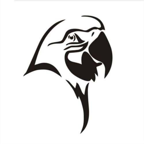 Parrot head Car Sticker Animal Bird Decor Removable Black/silver AL531